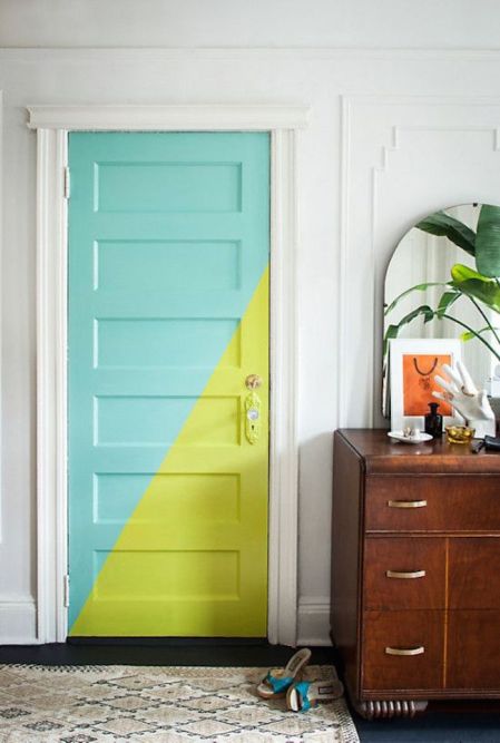 gorgeous-door-color-blocking-with-teal-and-bright-green-paint